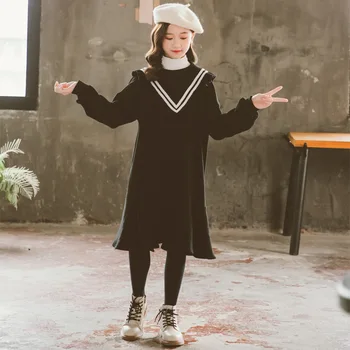 Pozimi Zgostitev Otroci Obleke za Dekleta Baby Mozaik Obleko Trak Bombaž Mah Toplo Ruched Otroci Oblačila 2020 Novo, #9148