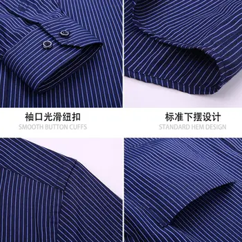 Jeseni Moških Plus Velikost Delo Poslovanje Črtasto Majico z dolgimi Rokavi velikosti oversize 7XL 8XL poslovnih modro Obleko Srajco 9XL 10XL 12XL