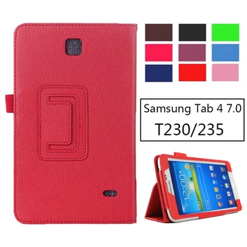 SM-T231 SM-T230 Litchi PU Usnja Flip Case Pokrovček Za Samsung Galaxy Tab 4 7.0 T230 T231 T235 Stojalo Primerih, 7 palčni Tableta