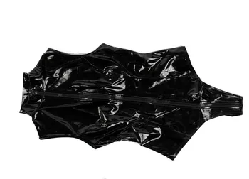 Seksi Črn PVC-Obleka, Zadrgo iz Lateksa Wetlook Catsuit Gothic Umetno Usnje Jumpsuit Ženske Fetiš PVC Teddy Clubwear Kostum