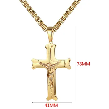Verske Križani Jezus Križ Obesek Ogrlice, Moški Zlata Barva Nerjavnega Jekla Bizantinski Verige Za Moške Nakit Dropshipping