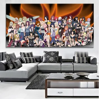 Naruto Vsi Ženski Liki Slikarstvo Na Platno, Tisk Na Vrsto In Na Steni Dekor Umetnine 1 Plošča StyleAnimation Velik Plakat