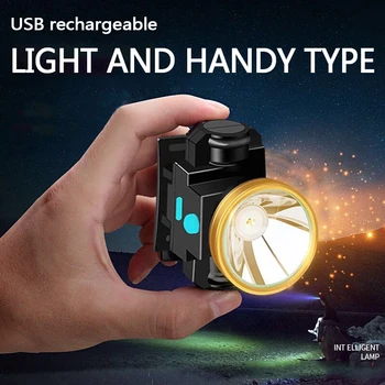 Min High Power USB Rechargeable Žarometa 3 Načini Prenosni Kamp Svetlobe Vgrajen 18650 Baterijo Nepremočljiva Žarometov