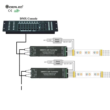 GIDEALED 4 Kanalni DMX 512 RGBW dekoder RGB DMX Dekoder led trak Krmilnik dmx512 dimmer gonilnik za DC12-24V led trak svetlobe