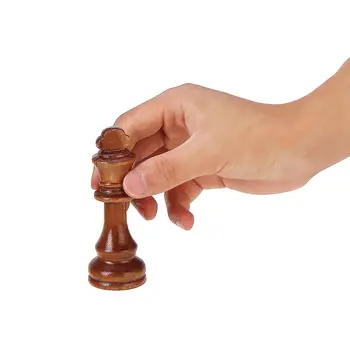 Šah / Leseni Šah / 32 Kos Leseni Rezljani Šahovske Figure, Ročno Izdelane Nastavite Veliko 10.5 cm Kralj brez Šahovnici