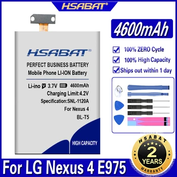 HSABAT 4600mAh BL-T5 Baterija Za LG Nexus 4 Baterije E975 E973 E960 F180 LS970 Optimus G E970