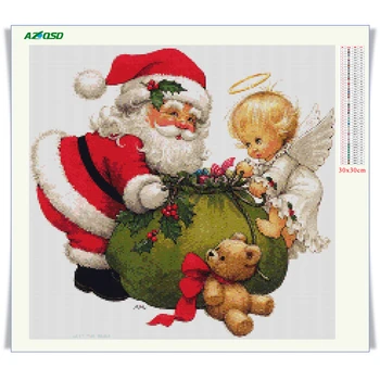 AZQSD 5D DIY Diamond Slikarstvo Mozaik Santa Claus Polno Kompleti Kvadratnih Sveder Diamantni Vezenje Zimske Prodaja Božično Darilo