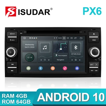 Isudar PX6 2 Din Android 10 GPS Autoradio 7 Inch Za Ford/Mondeo/Focus/Tranzit/C-MAX/S-MAX/Fiesta Avto Multimedijski Predvajalnik, 4 GB RAM-a