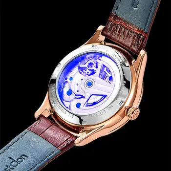 Švica luksuzne blagovne znamke mehanska ura moški Dvojni Okostje MoonPhase moških samodejno ure vodotesna ura šport montre uro