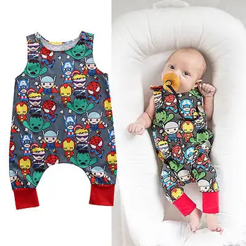 Sleepwear Baby Boy Dekleta brez rokavov Romper Jumpsuit Malčka Otroci SuperHeros Vzorec Poletje Novorojenčka Bombaž Obleke Obleke 0-24M