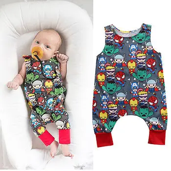 Sleepwear Baby Boy Dekleta brez rokavov Romper Jumpsuit Malčka Otroci SuperHeros Vzorec Poletje Novorojenčka Bombaž Obleke Obleke 0-24M