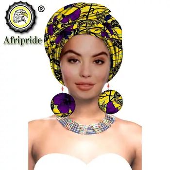 Afriške Turbans Afriške Headwraps za Žensko Afriške Headscarf Nigerijski Headtie s pripadajočimi Uhan Dashiki Ankara Vosek S20H004