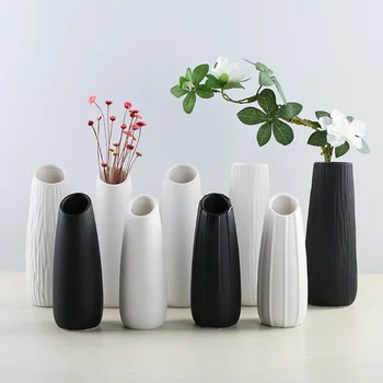 Preprosta sodoben keramični vaza bela / črna Evropski stil jedilno mizo vazo doma dekoracijo moda vaza ustvarjalno darilo