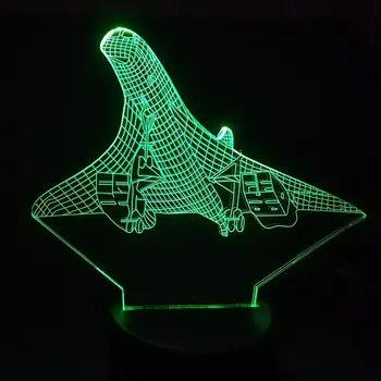 7 Color Creative 3D iluzije Vizijo Letalo Letalo Noč Svetlobe Desk namizne Svetilke Usb Baby Spanja Razsvetljavo Doma Deocr