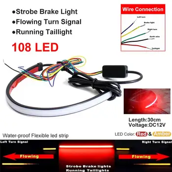 Prilagodljiv motorno kolo Zavore Rep Luči LED Trakovi Zaporedno Switchback Strobe Stop Luč w/ Teče smerokaze Svetlobe
