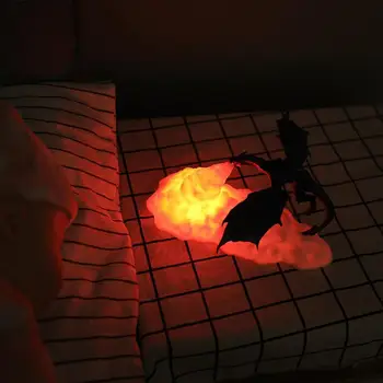 Najnovejše LED Zmaj Noč Lahka 3D Tiskanje Živali-obliko Nočna Lučka za Polnjenje Najboljših Darila Za Otroke