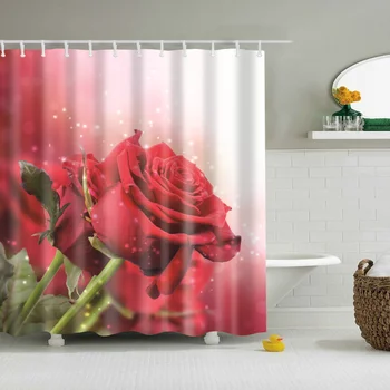 Rdeče Vrtnice Rastlin v zaprtih prostorih Cvetje tuš zavese 3d Kopel za Eno Tiskanje Nepremočljiva Poliester za kopalnico Dekor velike 180x200cm