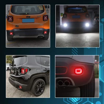 Gtinthebox 3D Optično Rdeča LED Zadnji Odbijač Reflektorji Zadaj Meglo Rep Sijalke z Belo Varnostne Luči Komplet Za Jeep Renegade-2019