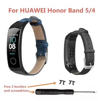 Denim Vzorec Pravega Usnja Watchband Pašček za Zapestje Zamenjava za Huawei Honor 5/4 Zapestnica Pribor 1 Pc