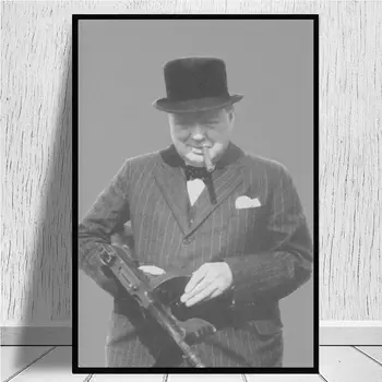 Gospod Churchill platno tiskanje Plakata Doma Dekoracijo Stenskih Slik, Dnevna Soba Platno Slikarstvo Nepremočljiva