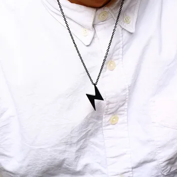 Mens ogrlica iz nerjavečega jekla strele obeski hip hop verige Jeklene ogrlice črni moški pribor Nakit na vratu