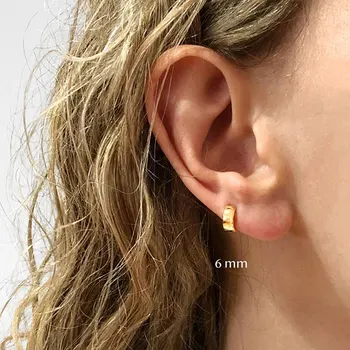 AIDE Minimalism 6/8 mm Širok Obroč, Uhani Za Ženske Modni DODATKI Sijajni Krog Piercing Earings Srebro 925 Nakit kolczyki