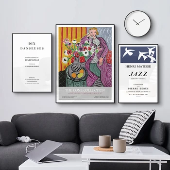 Henri Matisse Modni Retro Plakatov In Fotografij Povzetek Platno Slikarstvo Portret Wall Art Slike Za Dnevni Sobi Doma Dekor