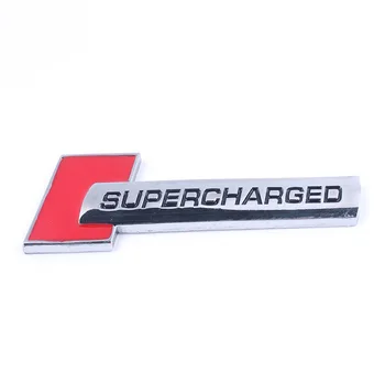 Avto Kovinski Chrome Supercharged Emblem Značko Sprednji Strani Logotip Nalepke Za Audi a6 A6L A7 A8L V5 V7 A4L