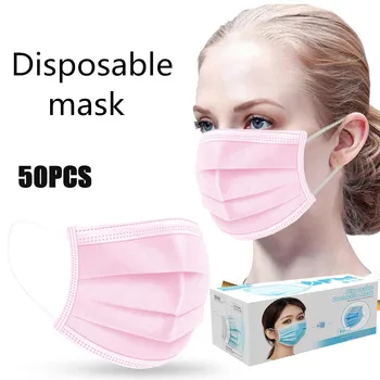 50-200pcs Roza Črno Masko za Enkratno uporabo Usta, Obraz, Maske za boj Proti onesnaževanju Prah Usta Kape 3-layer Dihalno Masko Higiena