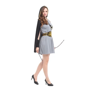 Odraslih Hooded Archer Huntress Kostum za Ženske, Srednjeveški Bojevnik Vitez Fancy Oblačenja Noša Halloween Carnival Kostumi
