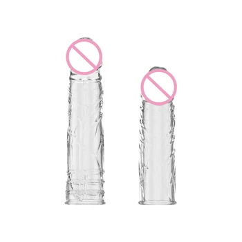 4 Vrste Kristalno Silikonski Penis Rokav Raztezna Glava Zamudo Izliv Penis Širitve Večkratno uporabo Kondoma Spolnih Igrač za Moške