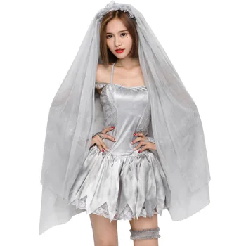 Ženska je Dolgo Tančico Duha Truplo Nevesta Vampir Čarovnice Obleko Kostume Cosplay Za Halloween Carnival DS Clubwear