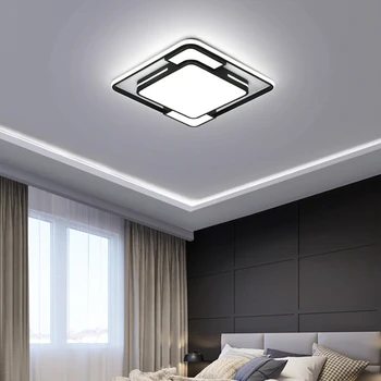 Sodobni LED Stropna Luč z Remote Black Zatemniti Lučka Kvadrat, Pravokotnik Svetil za dnevno Sobo, Spalnico, Kuhinjo, Mansarda