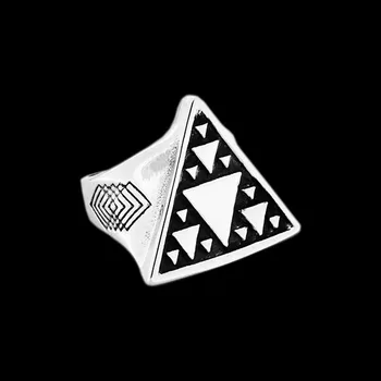 Mens Srebrne Barve Minimalism Geometrijske Trikotnik Simbol 316L iz Nerjavečega Jekla Izjavo Obroči Punk Moda Biker Nakit OSR413
