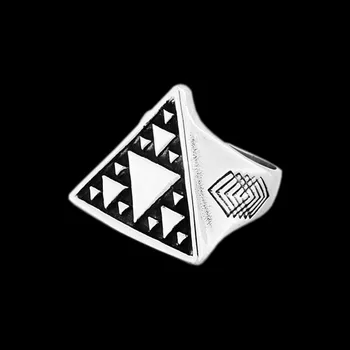 Mens Srebrne Barve Minimalism Geometrijske Trikotnik Simbol 316L iz Nerjavečega Jekla Izjavo Obroči Punk Moda Biker Nakit OSR413
