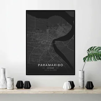Paramaribo Surinam Zemljevid Plakat