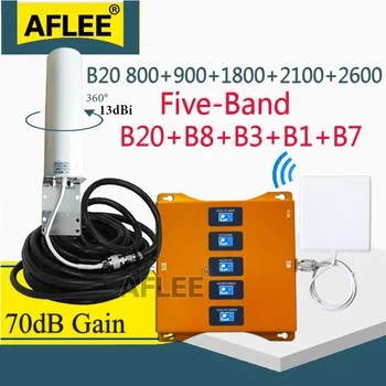 B20 800 900 1800 2100 2600mhz Pet-Band Mobilni Telefon Booster 4G Mobilne Ojačevalnik Signala Mobilnega Repetitorja GSM 2G 3G 4G DCS UMTS