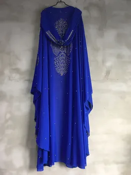 Afriške Obleke Za Ženske Vijolično Dashiki Diamond Kroglice Afriki Oblačila Abaya Dubaj Haljo Dolgo Muslimansko Obleko Maxi Hooded Cape