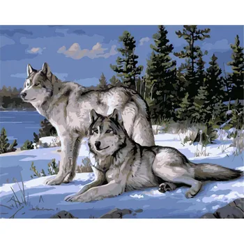 Stari Volk Živali DIY Digitalno Barvanje Z Številkami Moderne Stenske Umetnosti Platno, Barve Holiday Gift Doma Dekor Velika Velikost