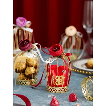 20pcs Zlato krono bonboniera DIY Z rožo Tinplate darilne vrečke Čokolada Škatle Baby Tuš embalaža gift box Poroko Dobave
