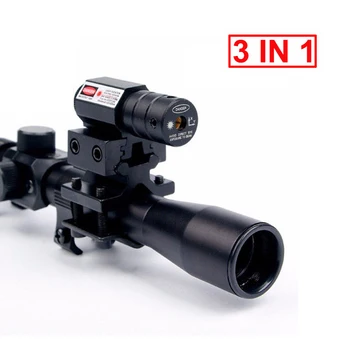 3in1 4x20 Taktično Lov Riflescope Samostrel Optika z Rdečo Piko Laser Pogled Železnici 11 mm Vijake za 22 Kalibra Puške Puške Področje uporabe