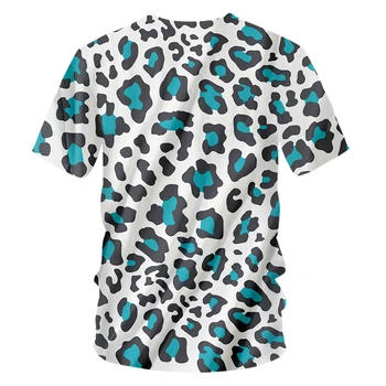 OGKB Poletje nov slog V Vratu T Srajce Homme Polka Dot 3D Tee Shirt Tiskanje Modra Leopard Priložnostne 5XL 6XL Obleko Za Moške