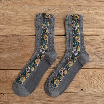 5 parov veliko pack ženske nogavice nov prihod Zahodnem slogu Klasične Retro folk-po meri cvet Cvetni pisane seksi srčkan bombažne nogavice