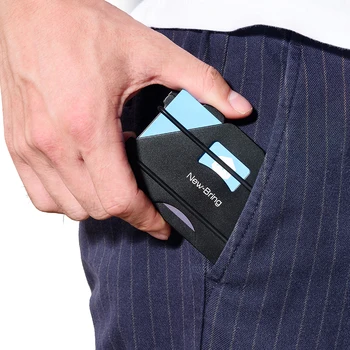 NewBring Moda Kovinski ID Imetnik Kreditne Kartice Black Žep Polje vizitke Denarnica Z RFID Anti-vodja Moške Denarnice