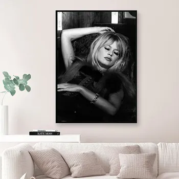 Brigitte Bardot Plakat Platno Umetnosti Tiskanja Letnik Fotografija, Slikarstvo Črna Bela Kopalnica Slika Domov Dekleta Soba Wall Art Dekor
