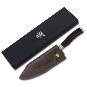 YOUSUNLONG Mesar Nož 8 inch Japonski Glasno Damask Jekla VG-10 Naravne Ebony Leseni Ročaj Z Usnjeni Plašč