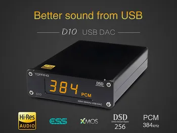 Prehiteli D10 ES9018K2M PCM384 & DSD256 USB DAC XMOS XU208 OPA2134 Line out Optični in Koaksialni izhod