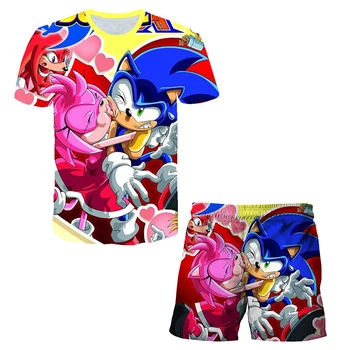 3D Tiskanje bo Ustrezala Fantje T-majice Sonic Hedgehog Otroke Nastavite Sonic Dekleta Plašč Kostum Otrok Summer Set kul Oblačila Baby Boy