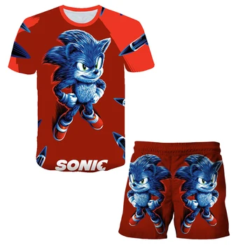 3D Tiskanje bo Ustrezala Fantje T-majice Sonic Hedgehog Otroke Nastavite Sonic Dekleta Plašč Kostum Otrok Summer Set kul Oblačila Baby Boy