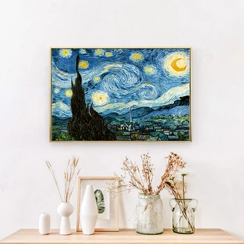 Van Gogh-Zvezdnato Noč Sončnično Olje Slikarsko Platno Umetniško Tiskanje Plakata Doma Stenske Slike Plakat Steno Doma Dekor Za Dnevno Sobo